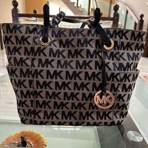 Michael Kors Signature Black and Brown Tote